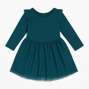 Play by Little Sleepies Baby Girls Dress 12-18M Teal Ruffle Long Sleeve